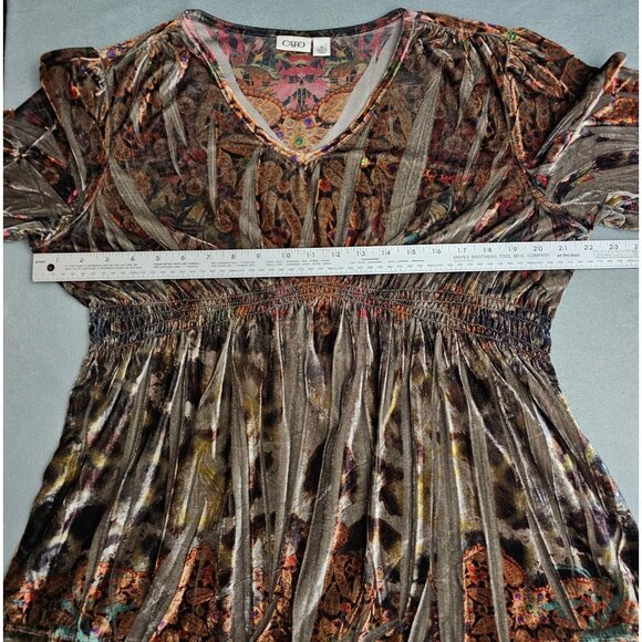 Y2K Velvet Babydoll Top XL Tunic Lace Sequins Hem Dark Fairy Grunge Whimsy Boho - Picture 7 of 12